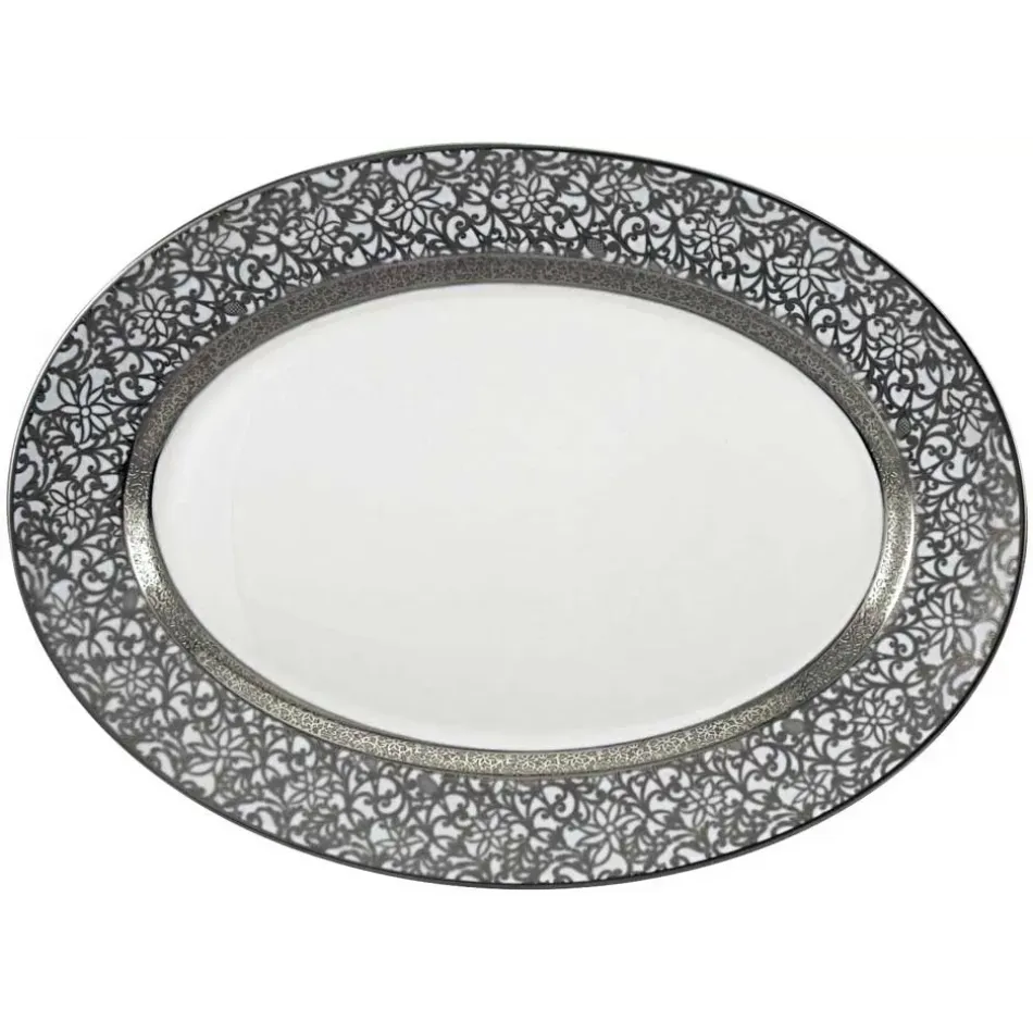 Tolède Platinum White Oval Dish/Platter 41 in X 30 in