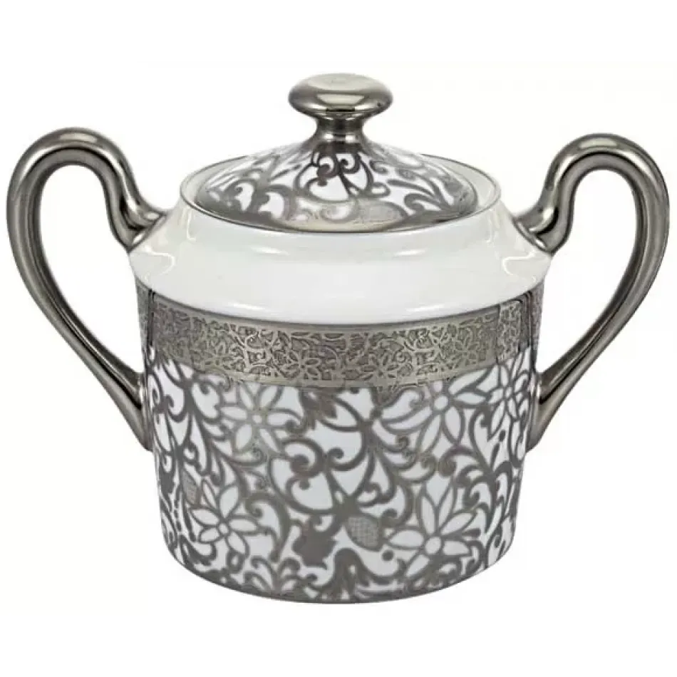 Tolède Platinum White Sugar Bowl Diam 2.7 in