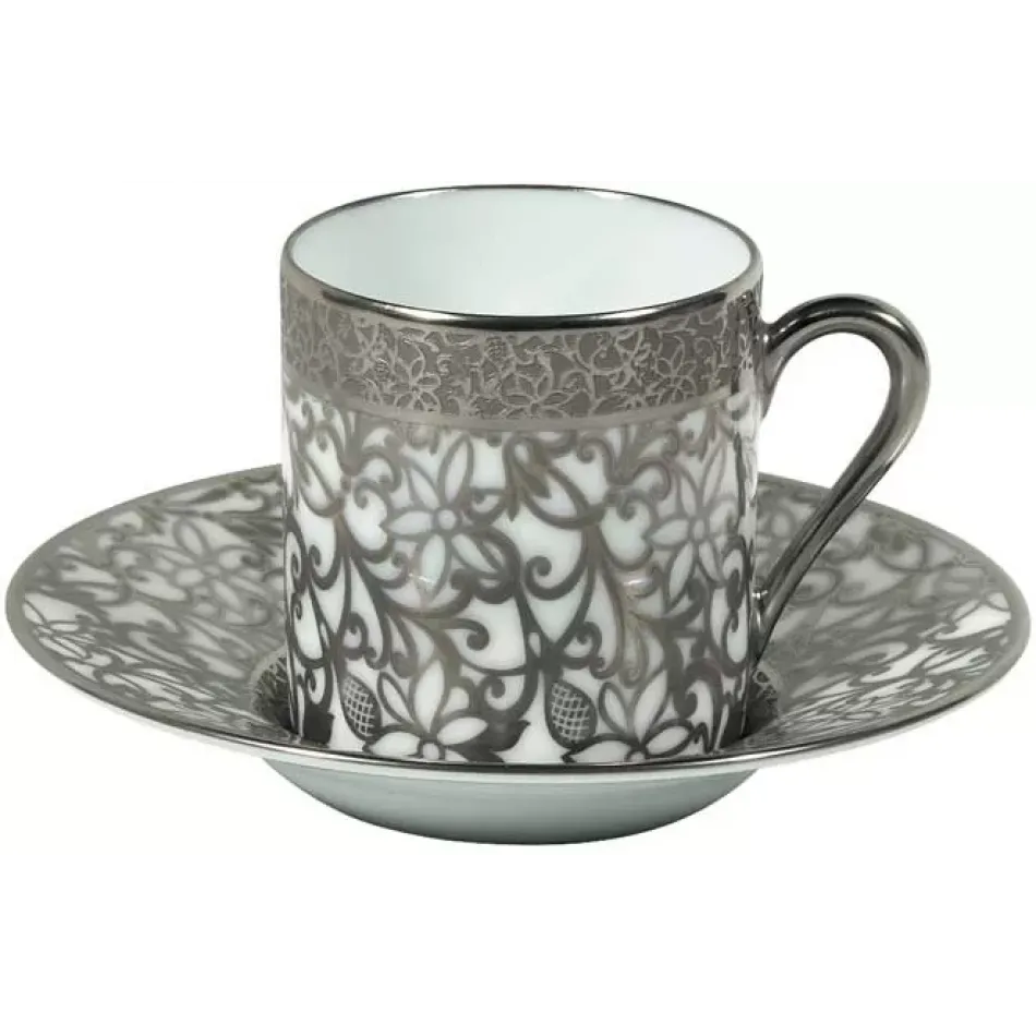 Tolède Platinum White Coffee Saucer Diam 5.2 in