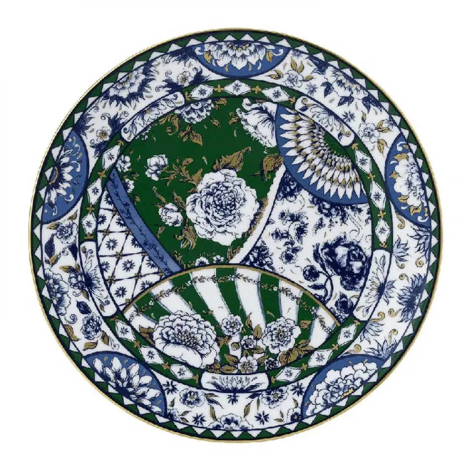 Victoria's Garden Blue & Green Coupe Plate (27 cm/10.5 in)