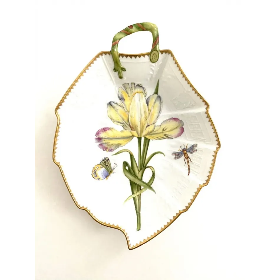 Leaf Plate (Full Bloom Pale Yellow Tulip) 9.5" L