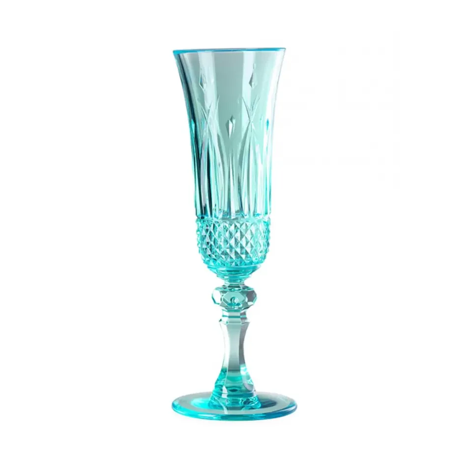 Italia Flute Turquoise H 8.5" x Diam 3", 5 oz