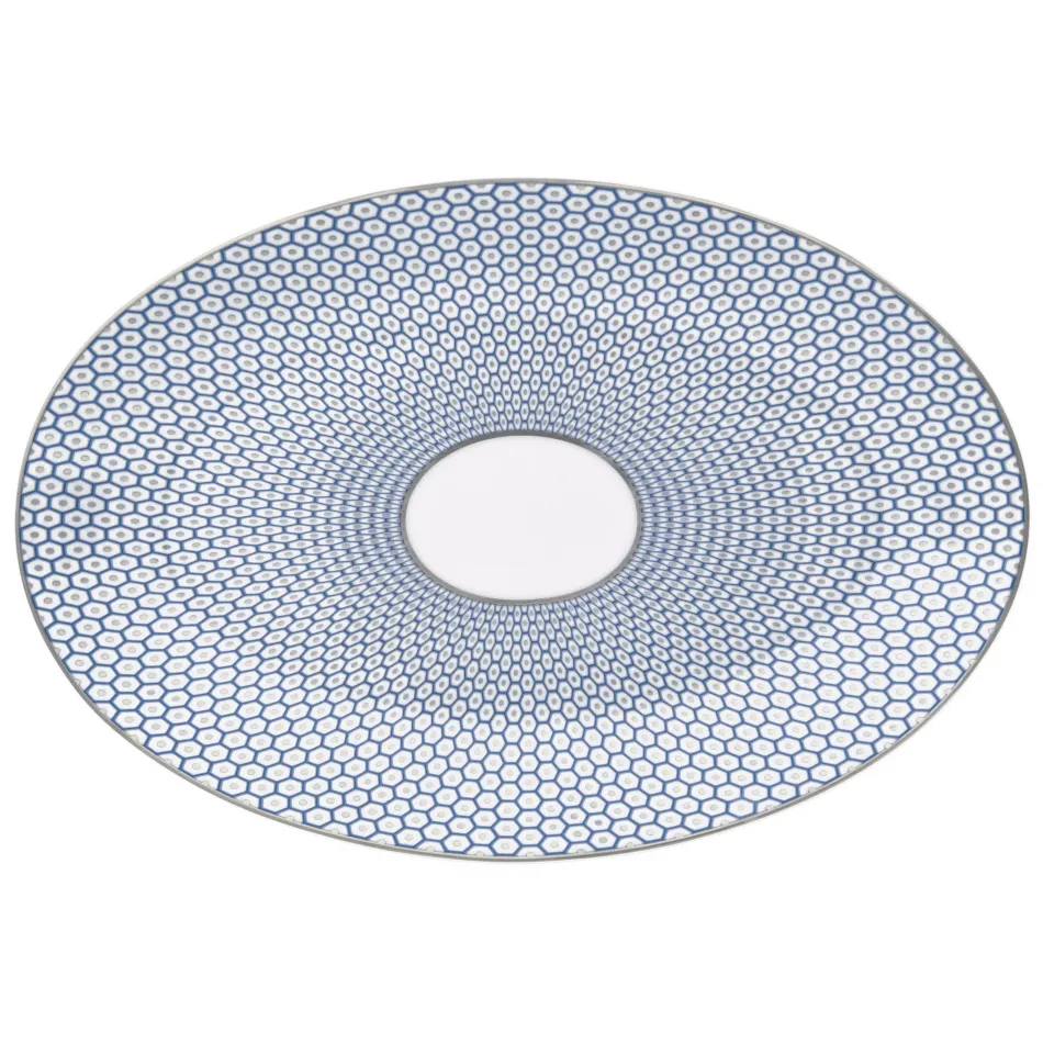 Tresor Blue Oval Dish/Platter Small Motif N°3 30 in X 20 in