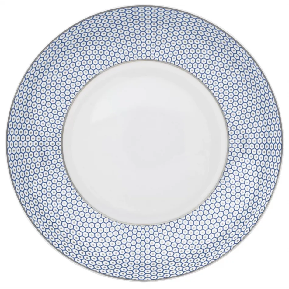 Tresor Blue Rim Soup Plate Motif N°3 Diam 10.6 in