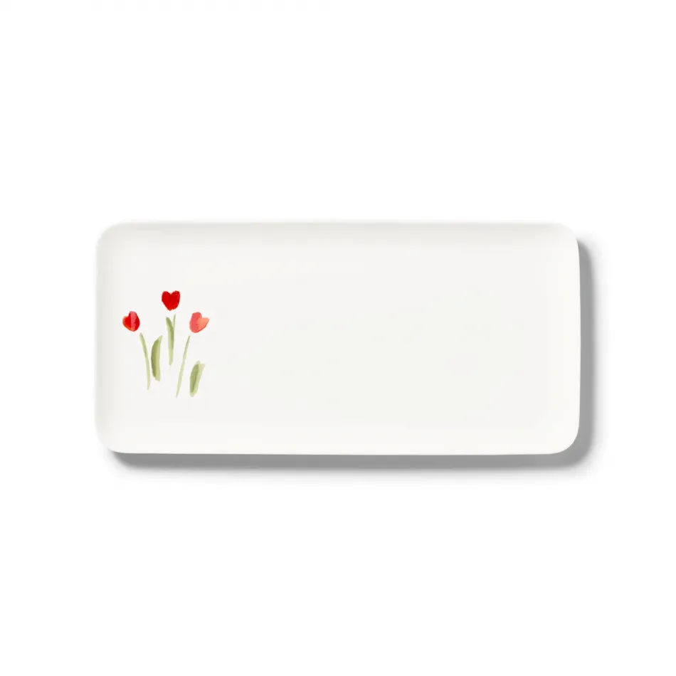 Impression Rectangular Dish 15X32 Cm Red