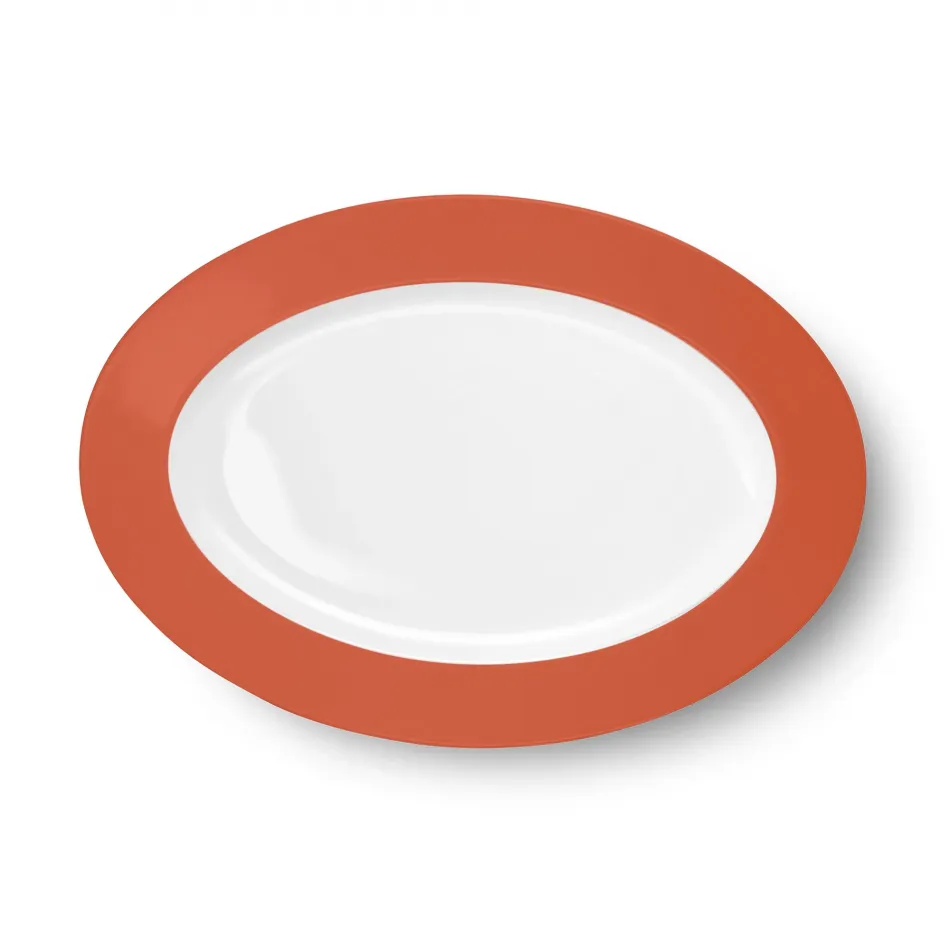 Solid Color Oval Platter 33 Cm Brick