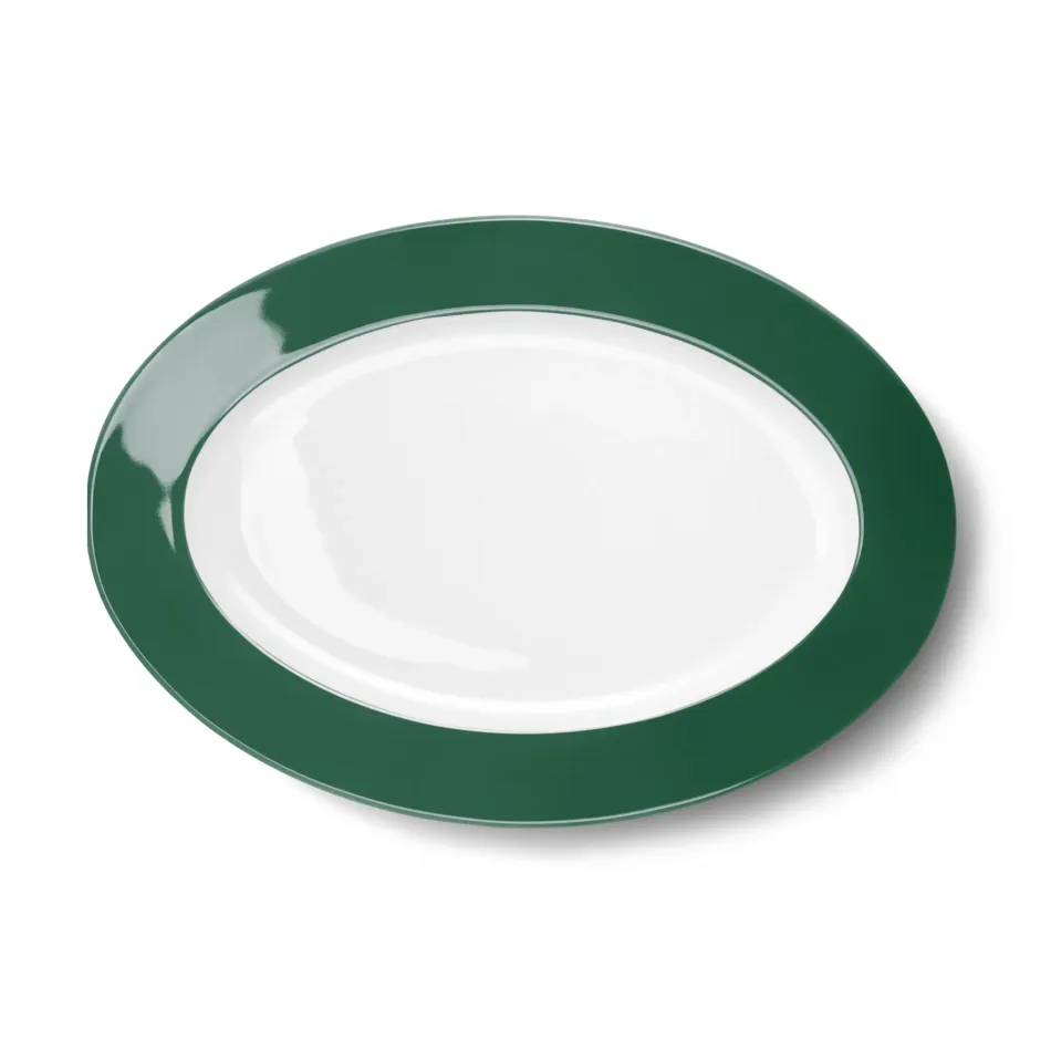 Solid Color Oval Platter 33 Cm Dark Green