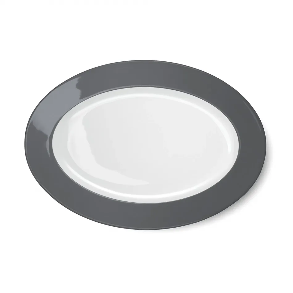 Solid Color Oval Platter 33 Cm Anthracite