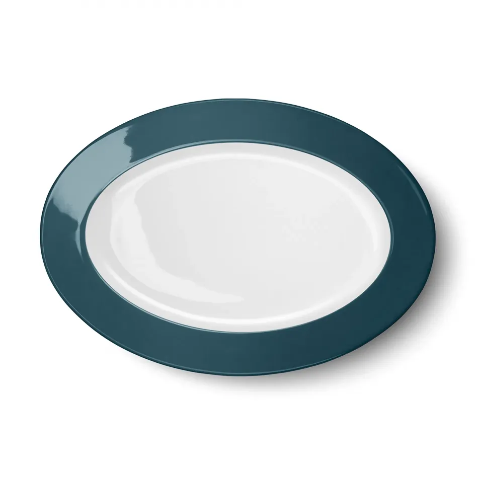 Solid Color Oval Platter 33 Cm Petrol