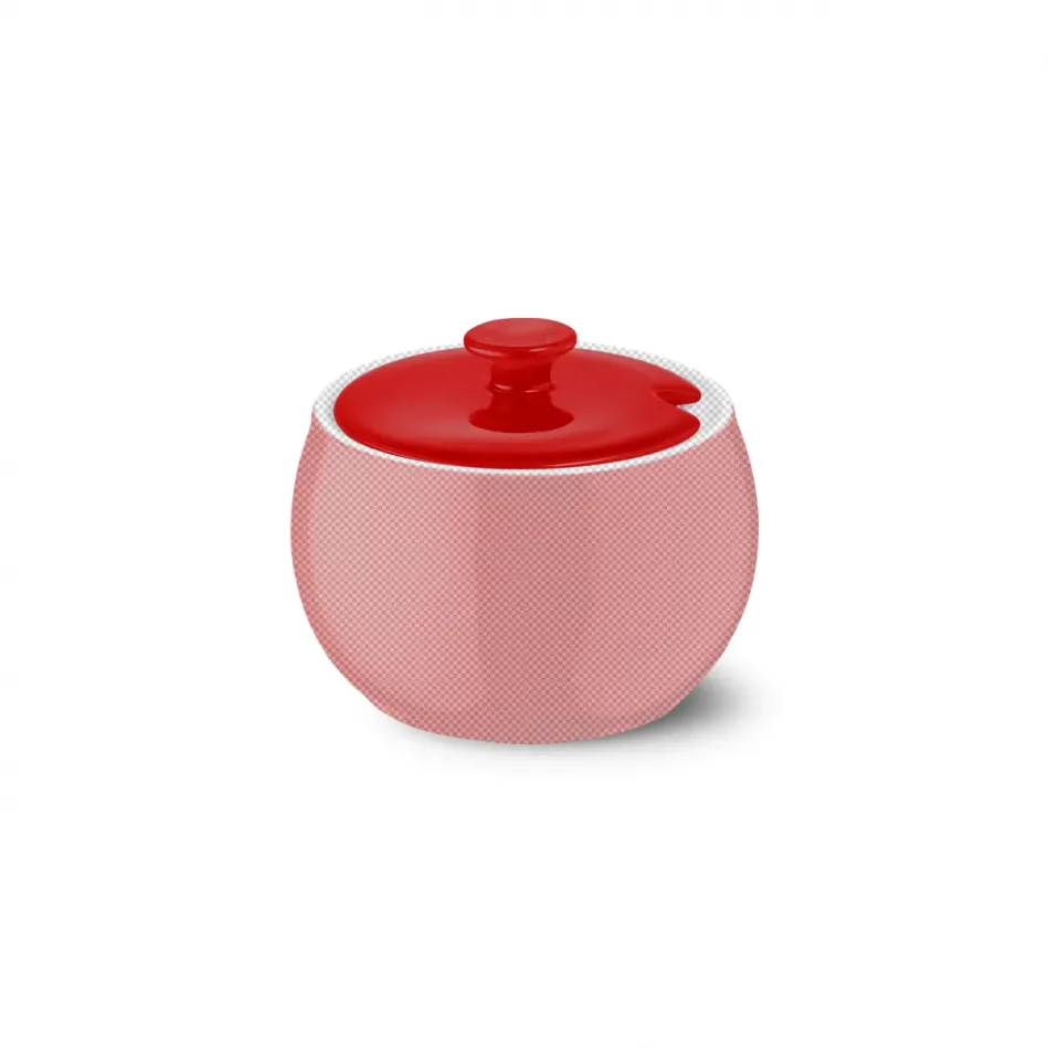 Solid Color Lid Of Sugar Bowl Bright Red