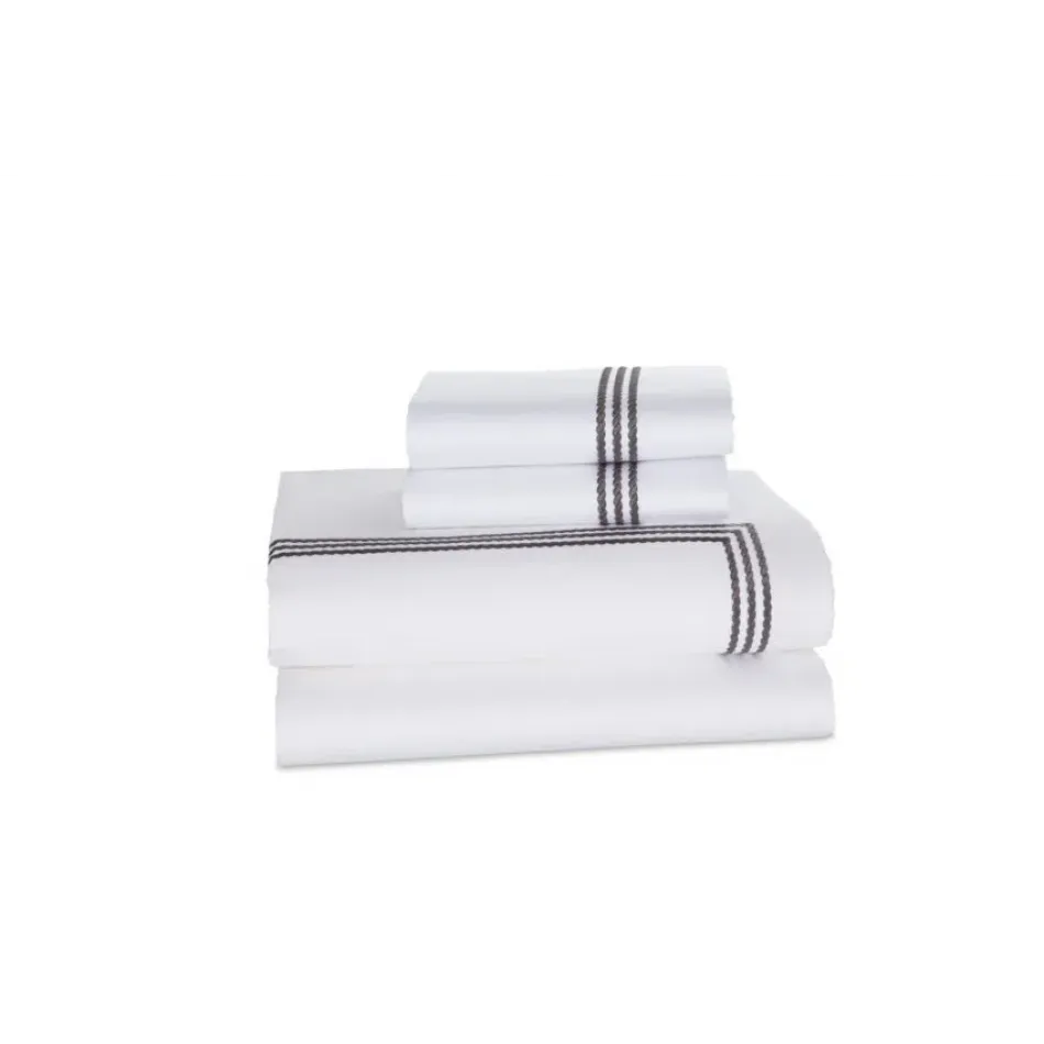 Windsor White/Grey Cotton Sateen Bedding Twin Sheet Set (Flat/Fitted/Std Pillowcase)