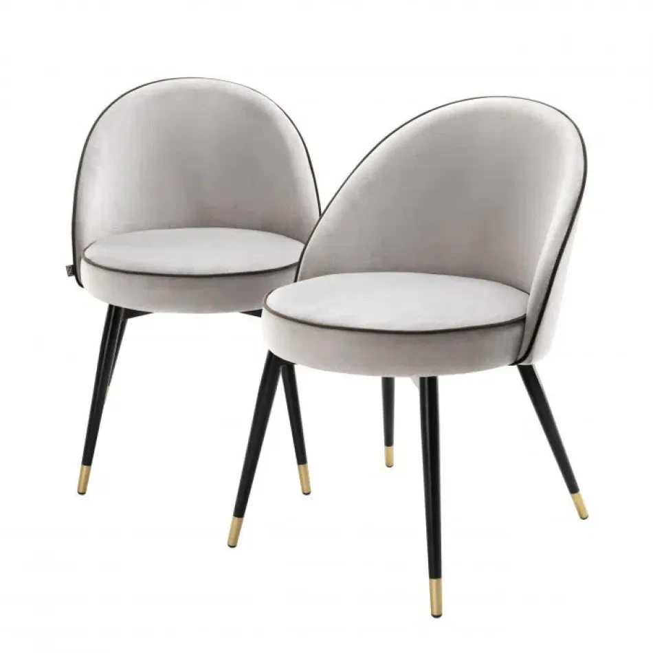 Dining Chair Cooper Roche Light Grey Velvet Set Of 2