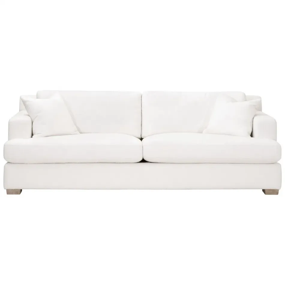 Dean 92" California Casual Sofa Performance Boucle Snow, Natural Gray Oak