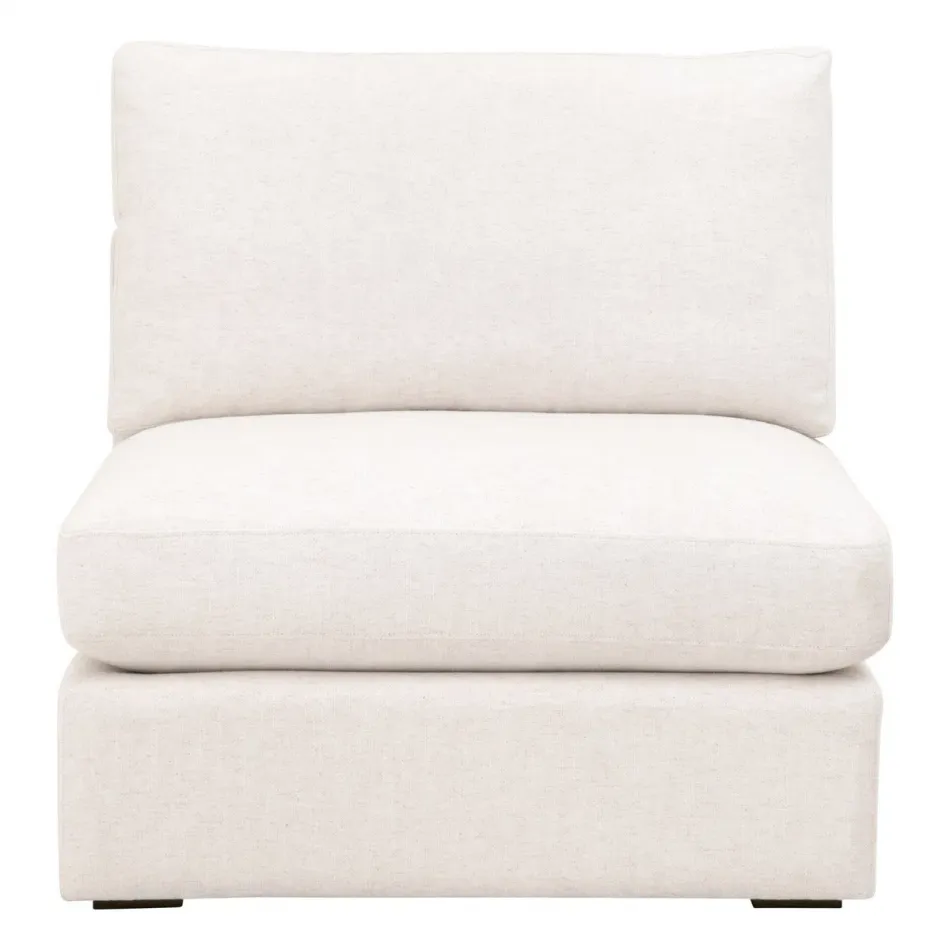 Daley Modular Armless Chair Performance Textured Cream Linen, Espresso