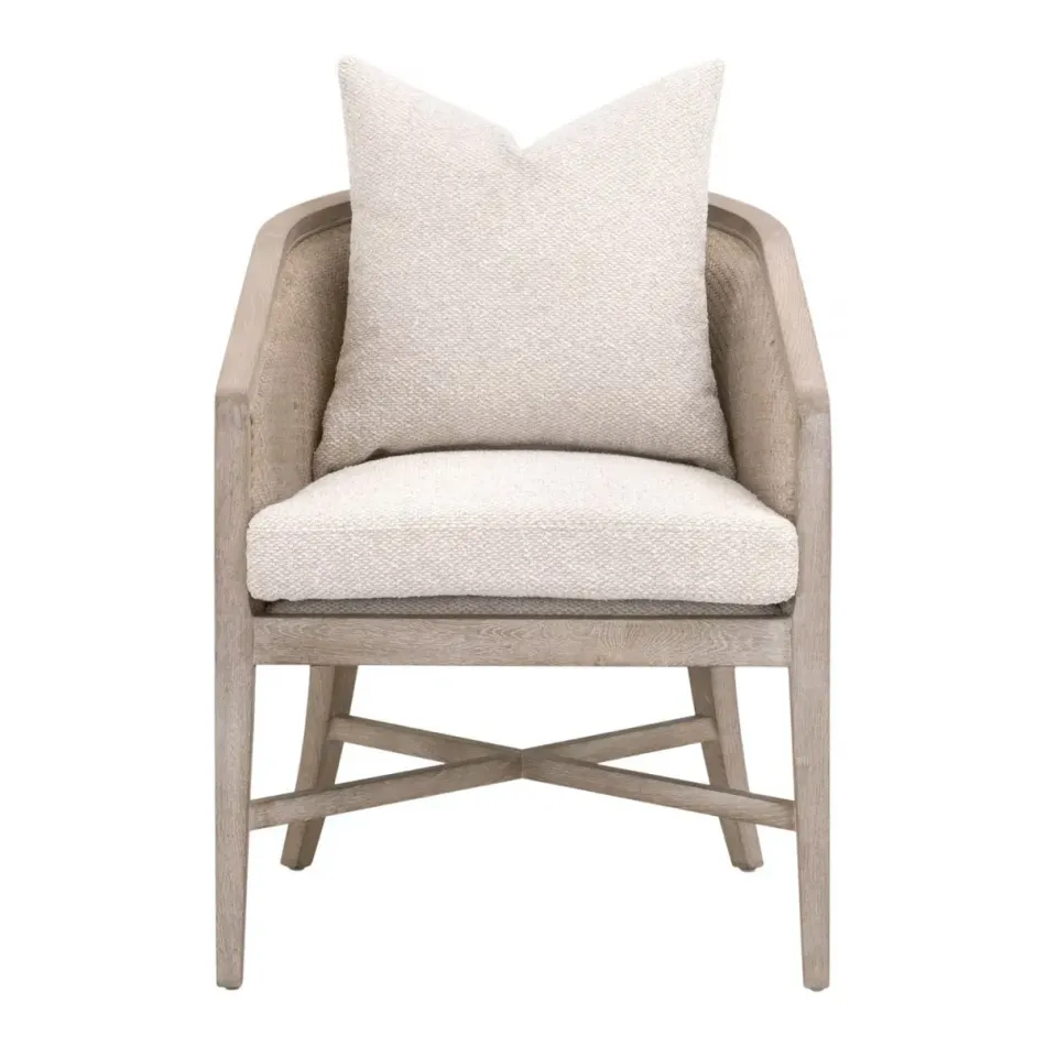 McGuire Natural Gray Oak & Cane LiveSmart Gellar-Linen Arm Chair