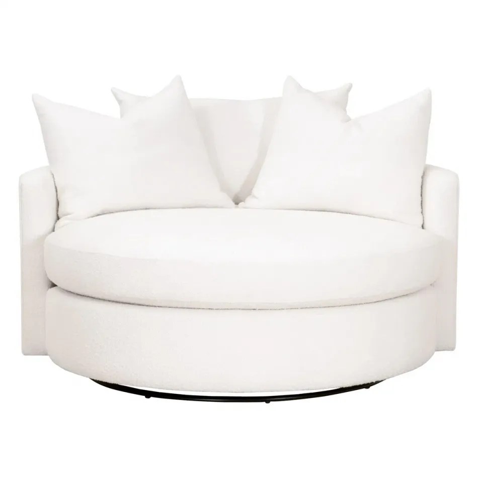 Lourne Grand Swivel Sofa Chair Performance Boucle Snow