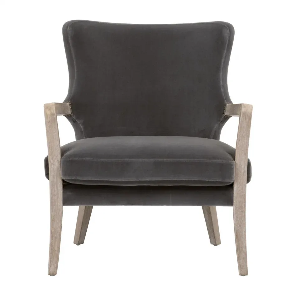 Calvin Club Chair Dark Dove Velvet, Natural Gray Oak