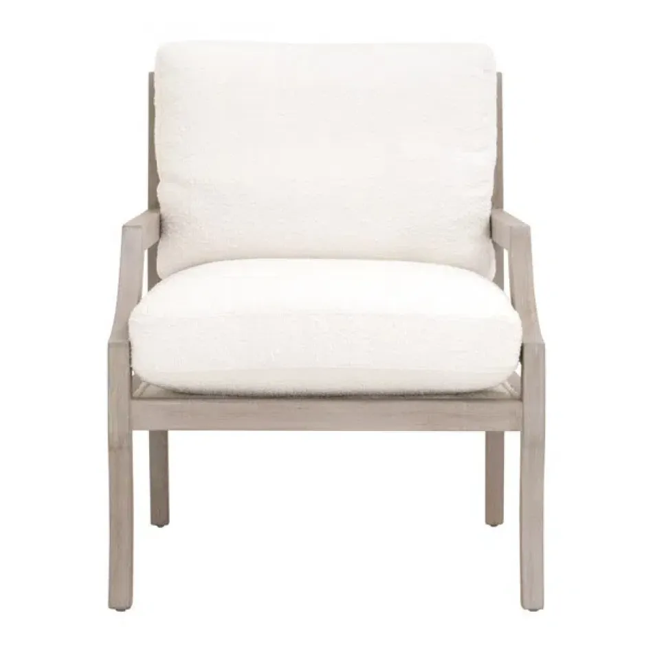 Stratton Club Chair Performance Boucle Snow, Natural Gray Beech