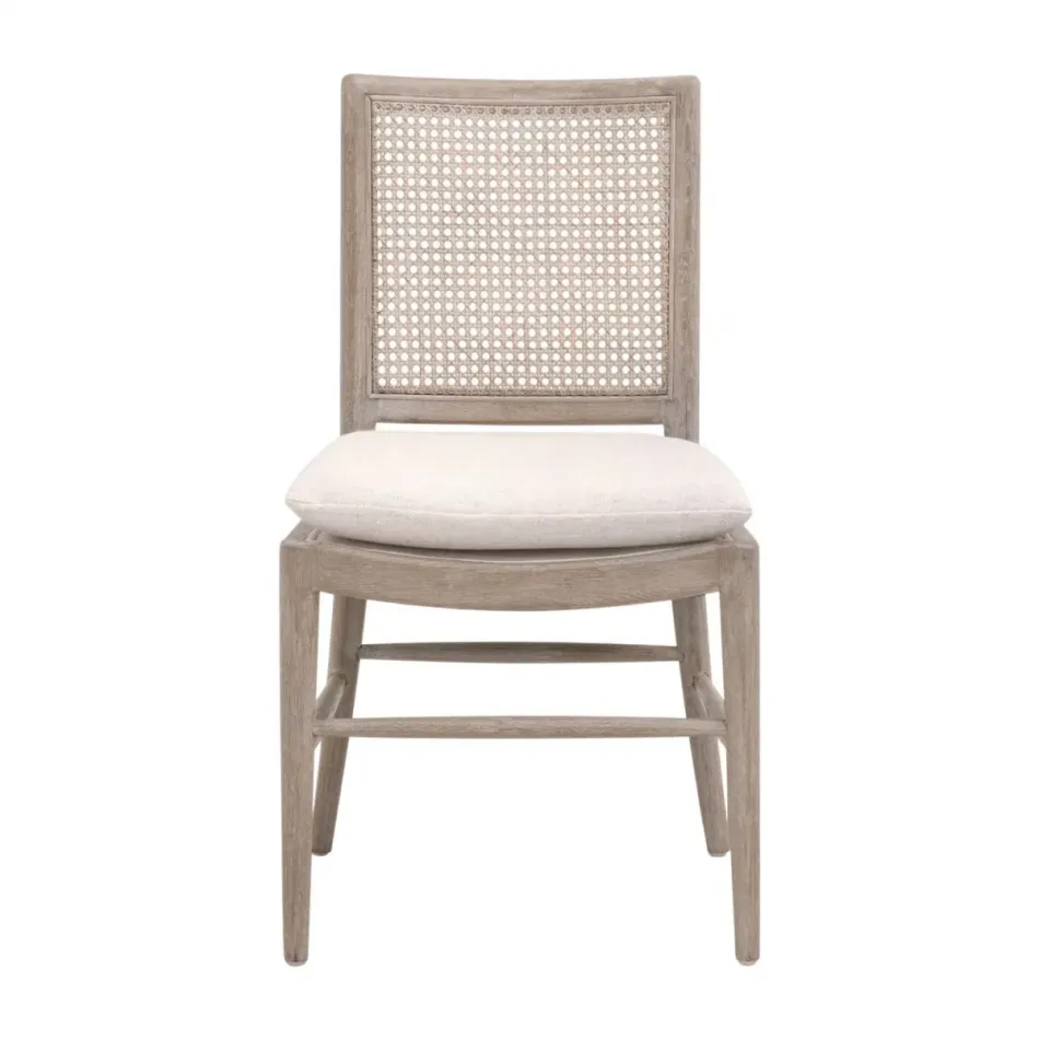 Blume Dining Chair, Set of 2 - Performance Textured Cream Linen, Natural Gray Oak, Cane