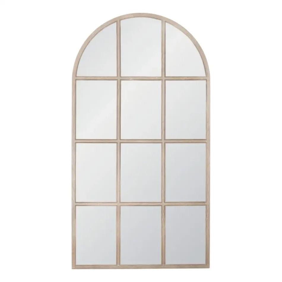 Grid Natural Gray Oak Arch Mirror