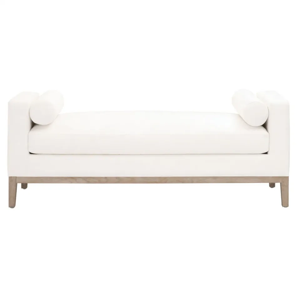 Keaton Upholstered Bench LiveSmart Peyton-Pearl, Natural Gray Oak