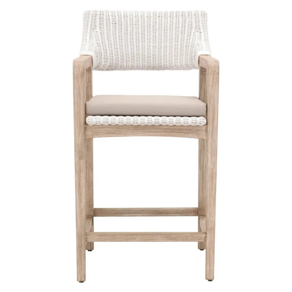 Lucia Counter Stool White Rattan, Light Gray, Natural Gray Mahogany