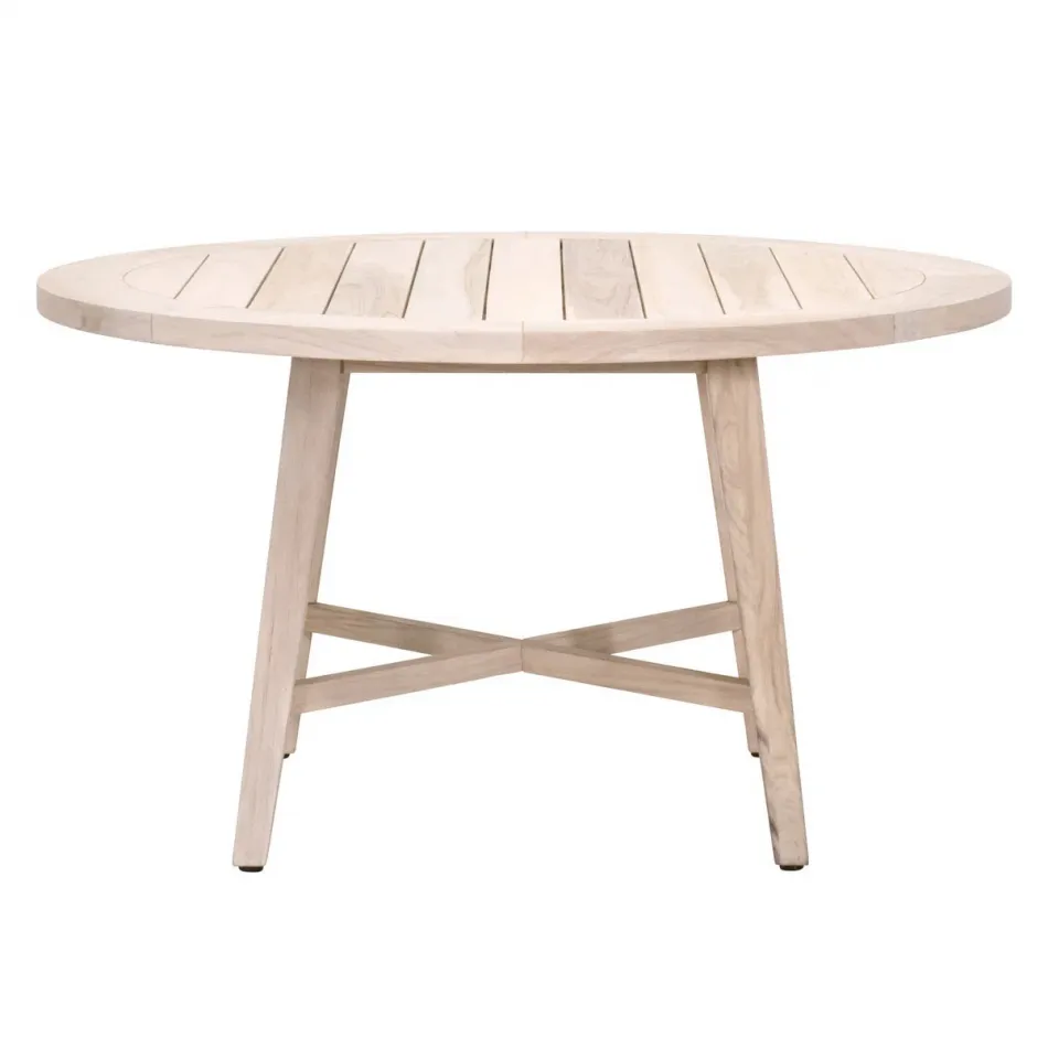 Carmel Outdoor 54" Round Dining Table Gray Teak Indoor/Outdoor