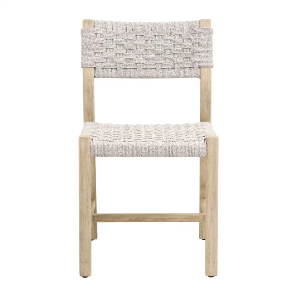 Kitts Indoor/Outdoor Dining Chair, Set of 2 - White Speckle Twist Rope, Washed Ever Teak