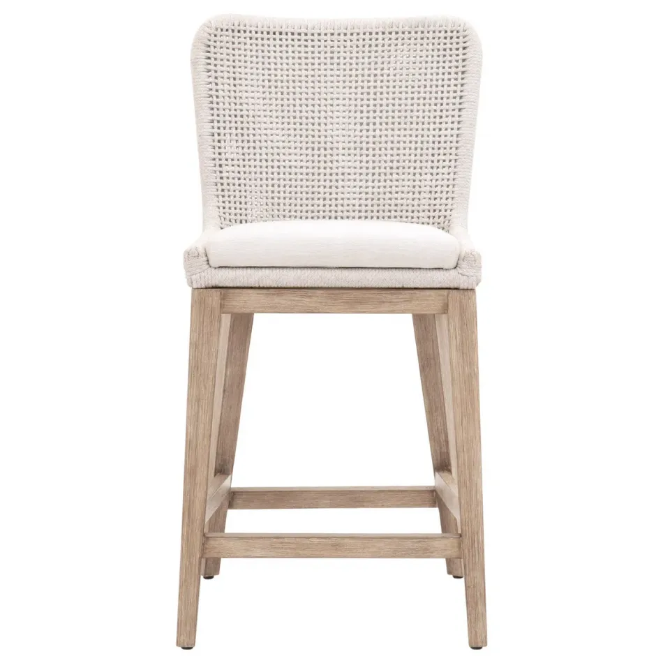 Mesh Counter Stool White Speckle Flat Rope, Performance White Speckle, Natural Gray Mahogany