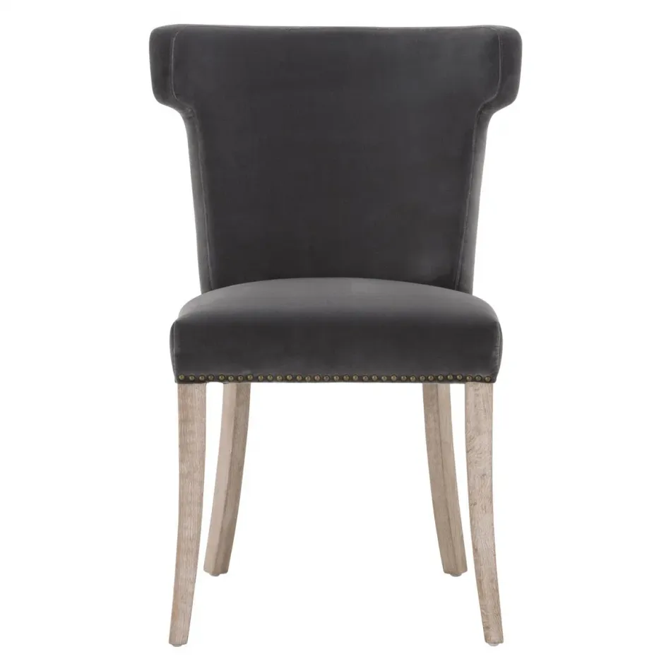 Celina Dining Chair Dark Dove Velvet, Natural Gray Oak