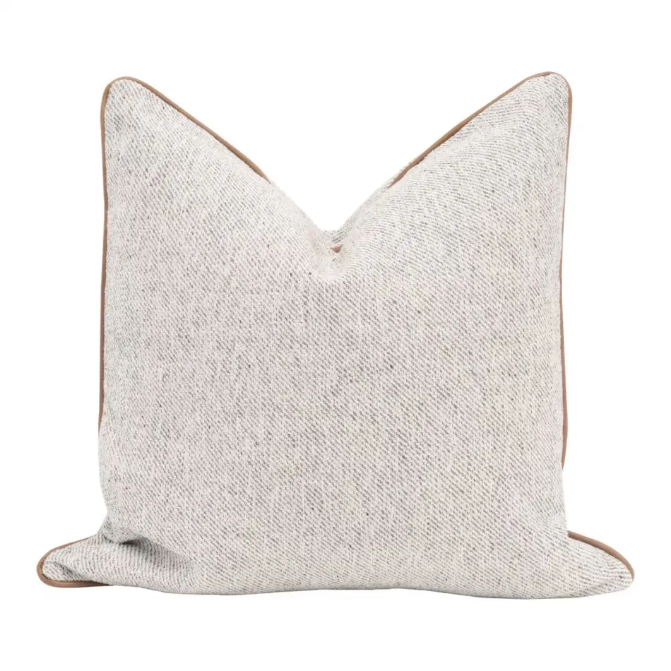 The Not So Basic Howell Natural Whiskey Brown Top Grain Leather Piping Essential Pillow 22" Set of 2