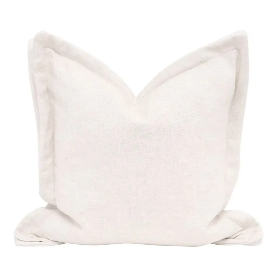 The Little Bit Country LiveSmart Machale-Ivory Flange Performance Textured Cream Linen Essential Pillow 22" Set of 2