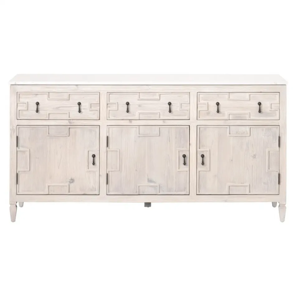 Emerie Media Sideboard White Wash Pine, White Quartz