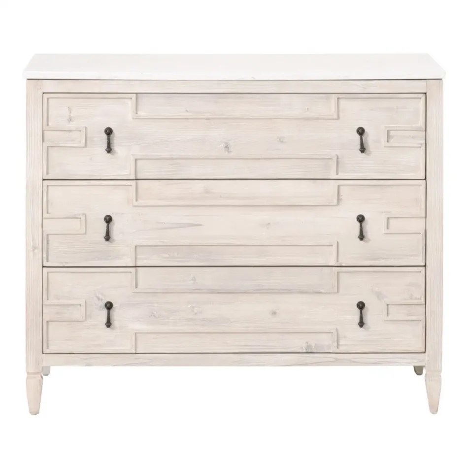 Emerie Entry Cabinet White Wash Pine, White Quartz