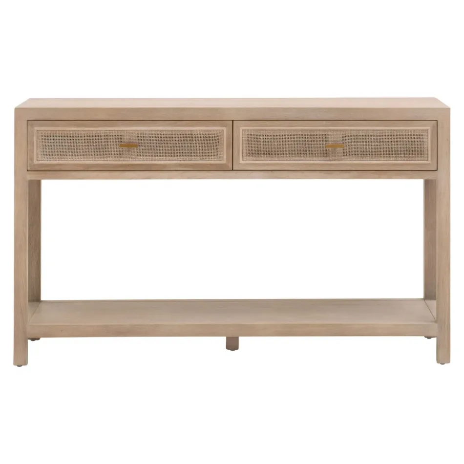 Cane 2-Drawer Entry Console Smoke Gray Oak, Smoke Gray Cane