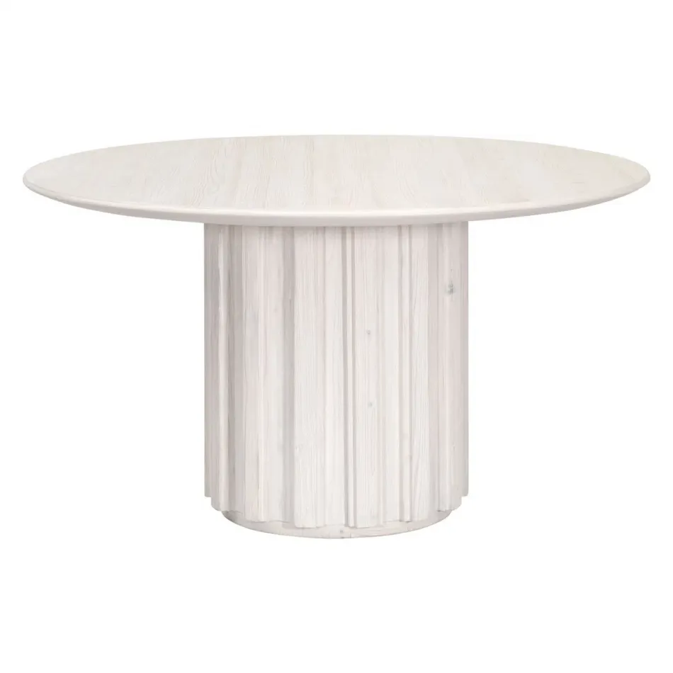 Roma 54" Round Dining Table White Wash Pine