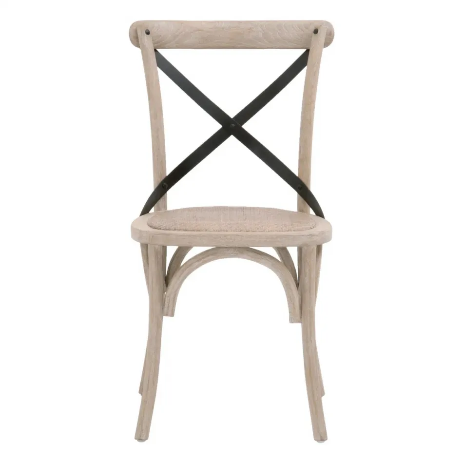 Grove Dining Chair, Set of 2 Cane, Natural Gray Hackberry, Black Iron