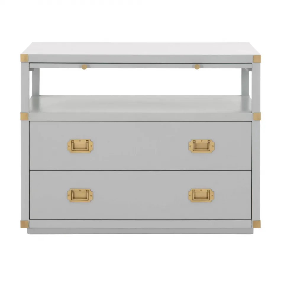 Bradley 2-Drawer Nightstand Dove Gray, Brushed Gold