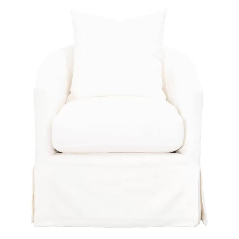 Faye Slipcover Swivel Club Chair Cream Crepe