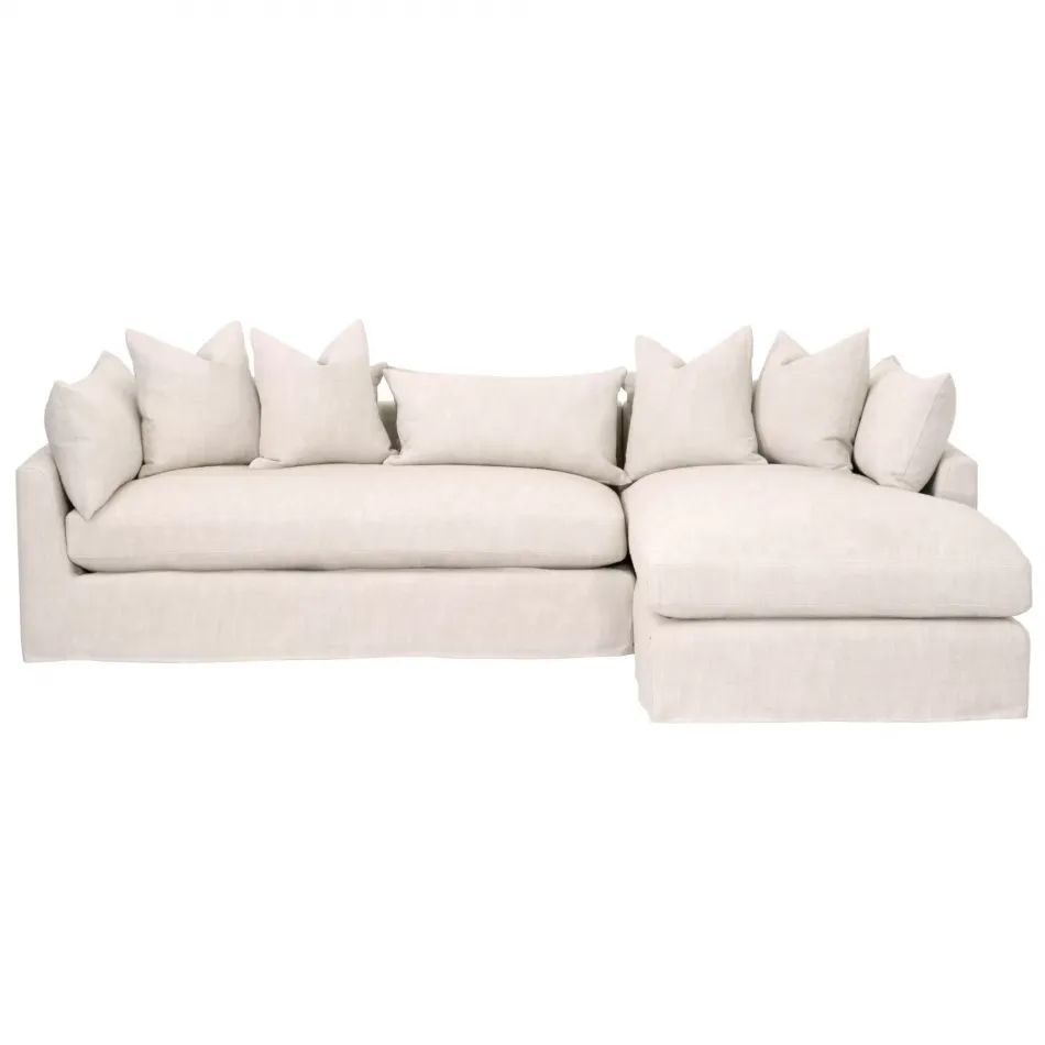 Haven 110" Lounge Slipcover Rf Sectional Bisque, Espresso
