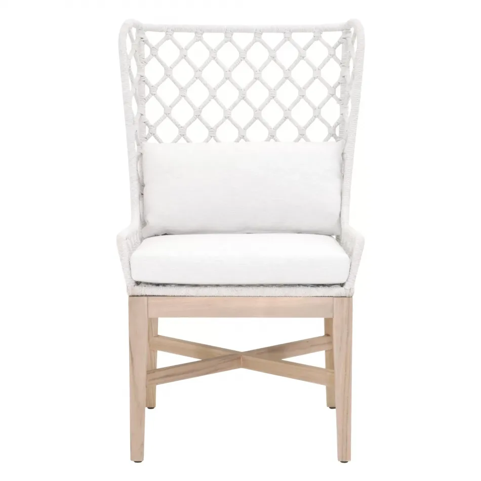 Lattis Outdoor Wing Chair White Speckle Flat Rope, Performance White Speckle, Gray Teak