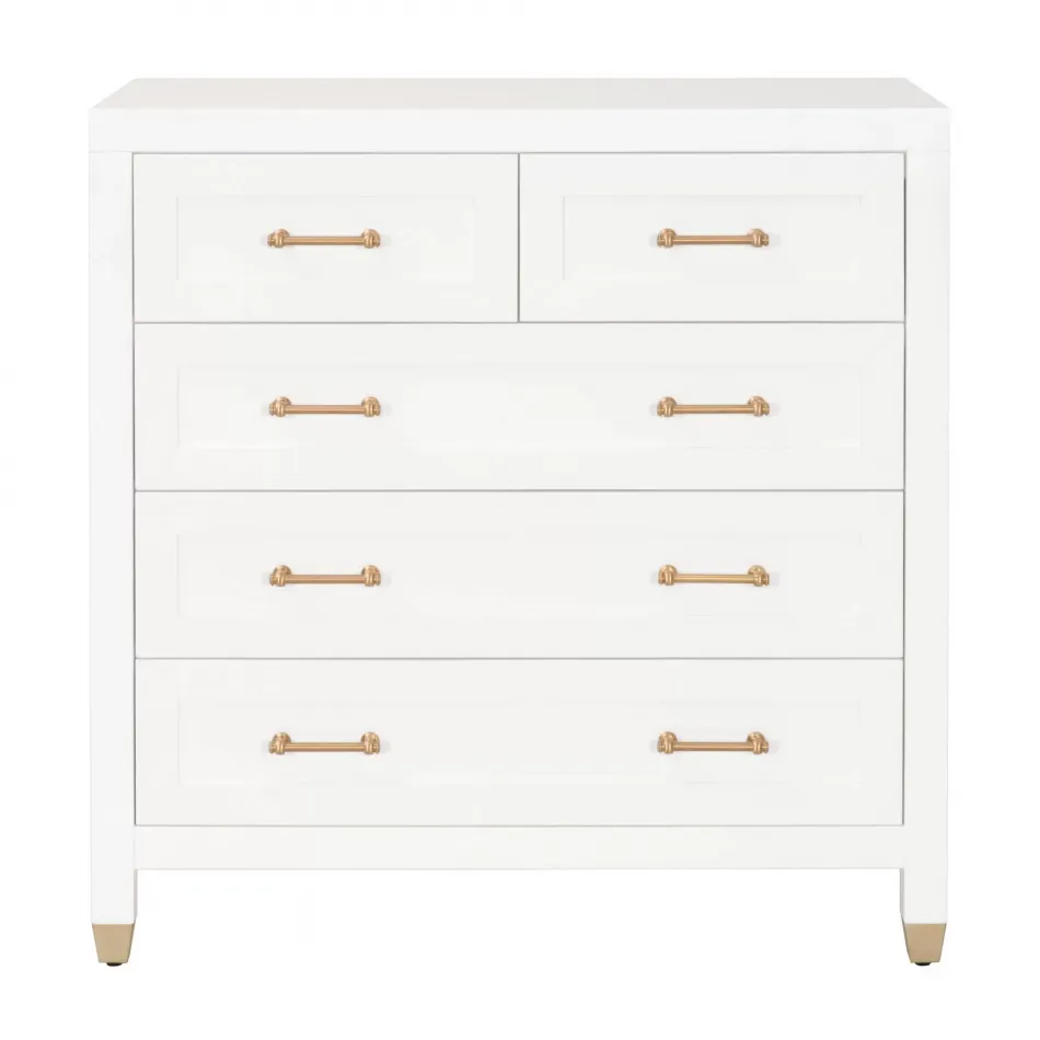 Stella 5-Drawer High Chest Matte White