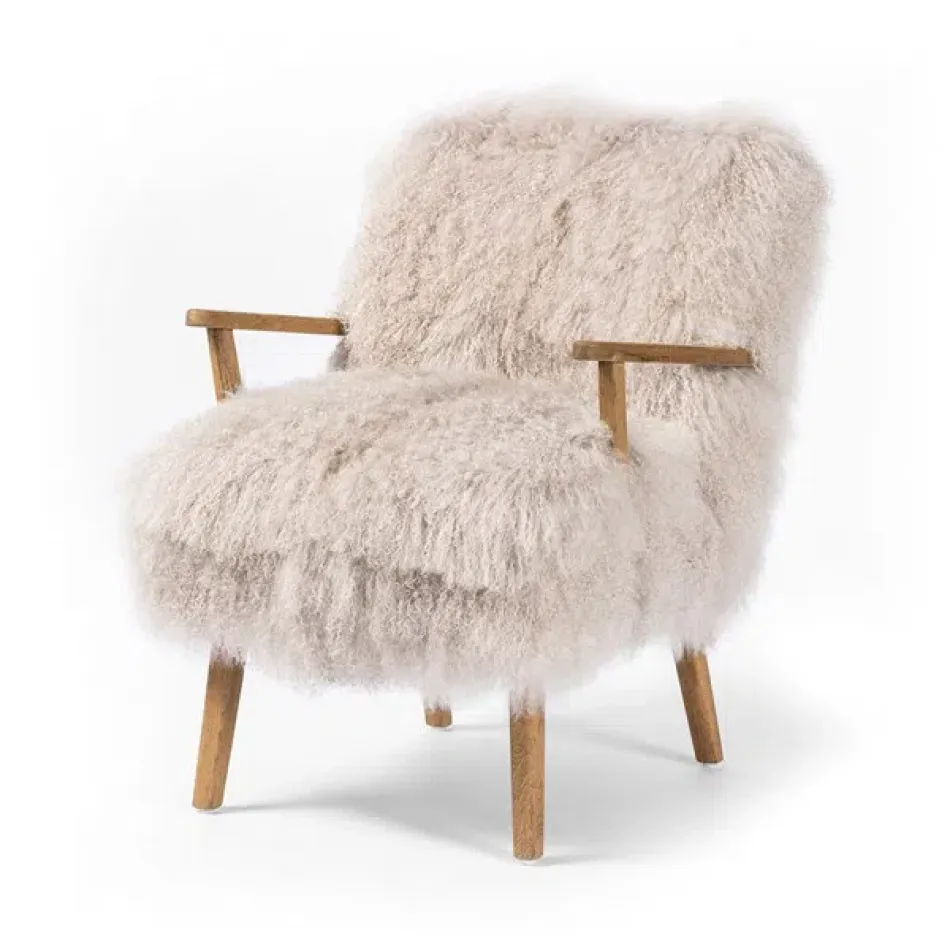 Ashland Armchair Taupe Mongolian Fur