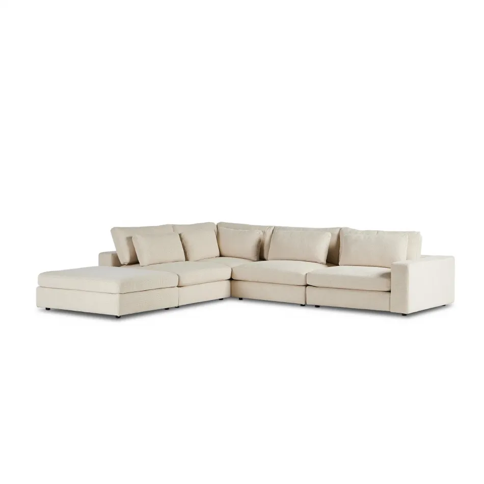 Bloor 4 Pc Right Arm Facing Sectional with Ottoman Clairmont Sand