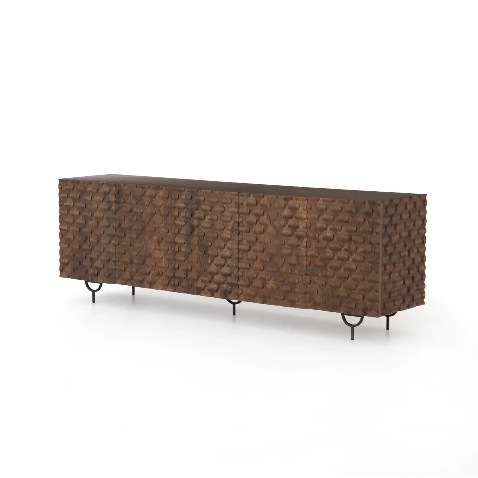 Rio Media Console Round Cut Antique Brown