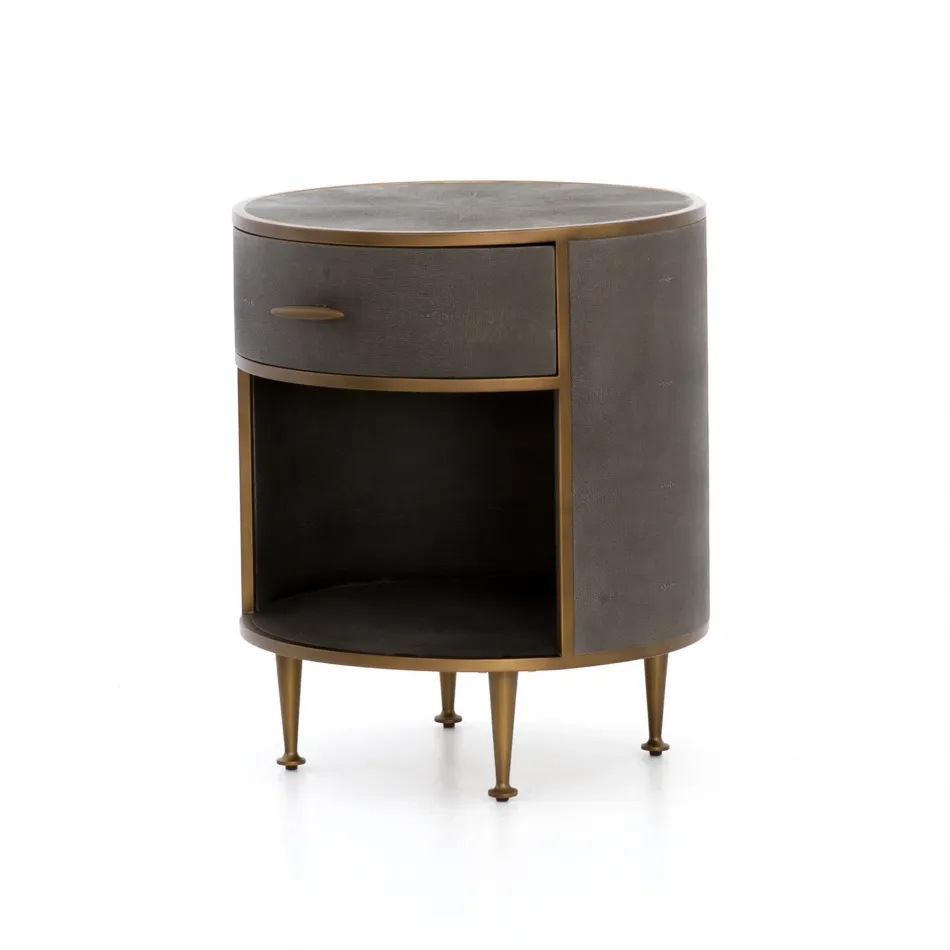 Shagreen Round Nightstand Grey Shagreen