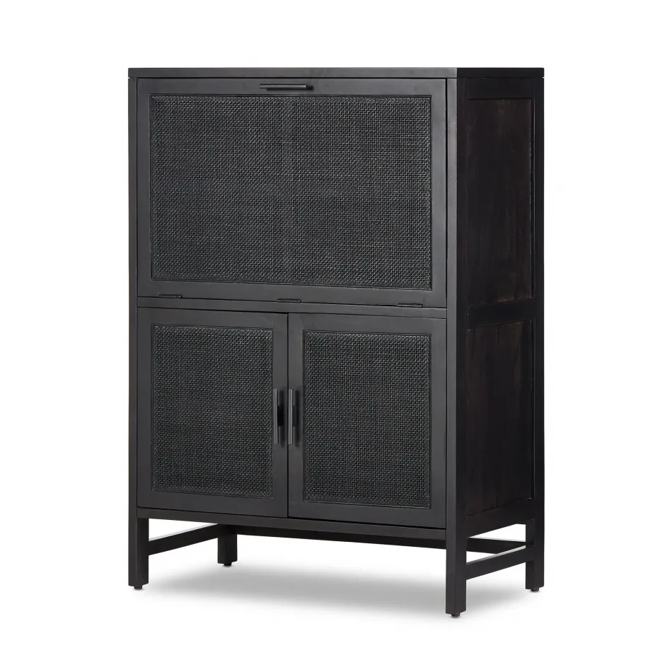 Caprice Bar Cabinet Black Wash Mango