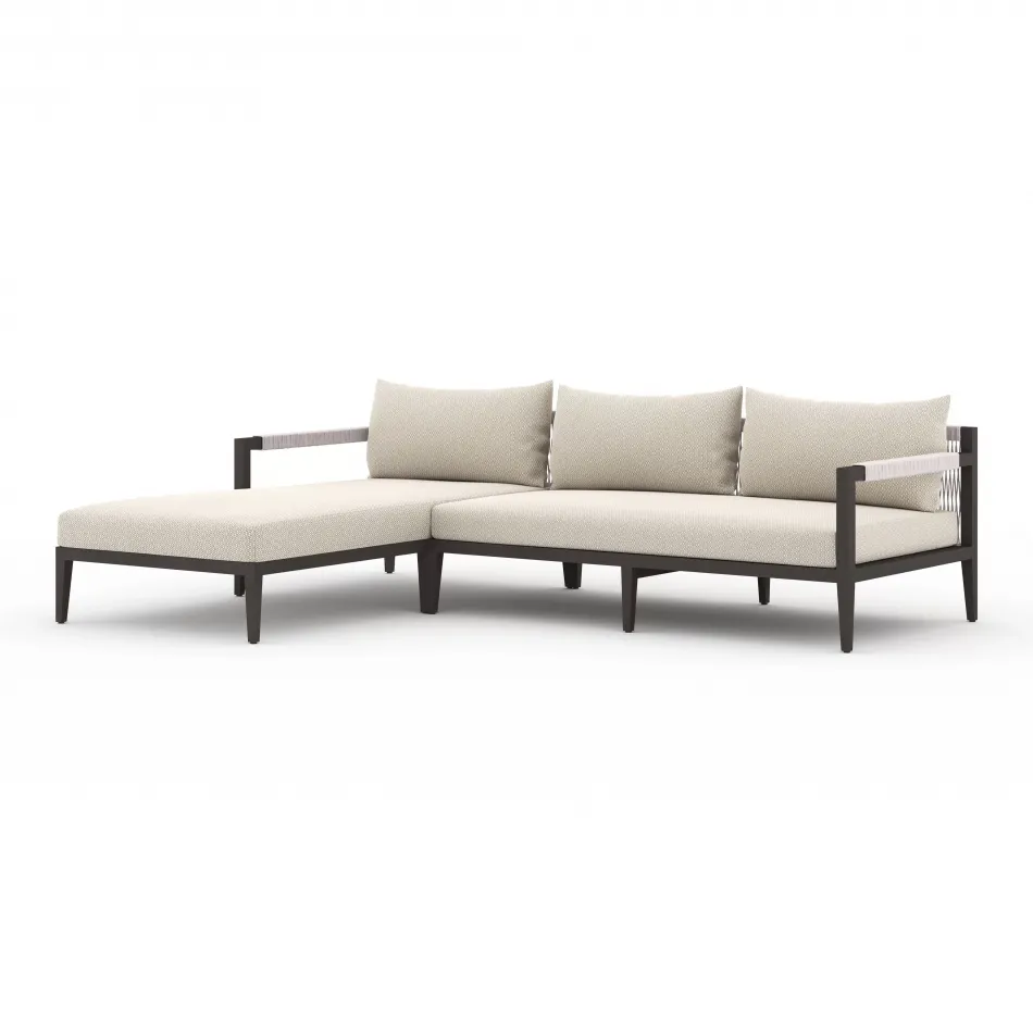 Sherwood Outdoor 2 Pc Sectional Left Arm Facing Chaise Bronze/Faye Sand