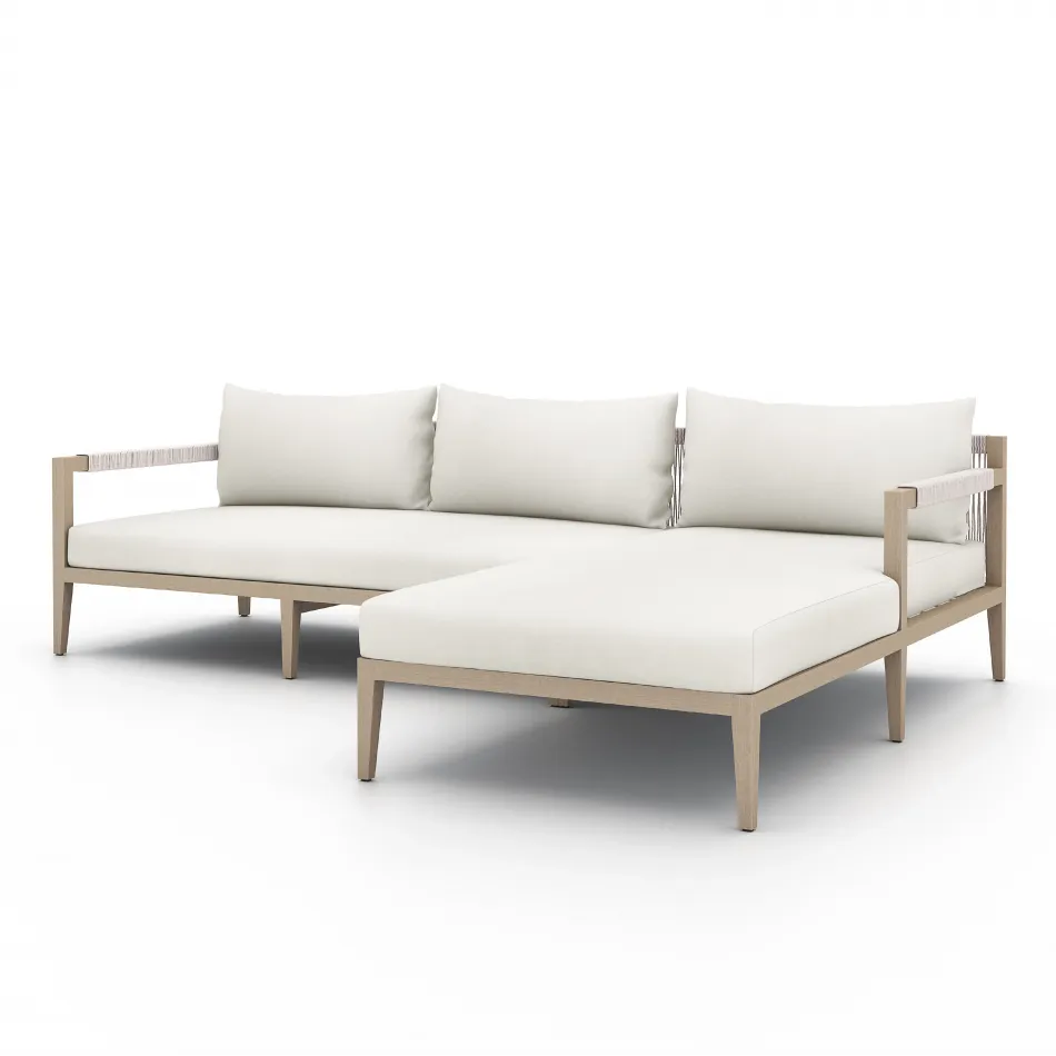 Sherwood Outdoor 2 Pc Sectional Right Arm Facing Washed Brown/Natural Ivory