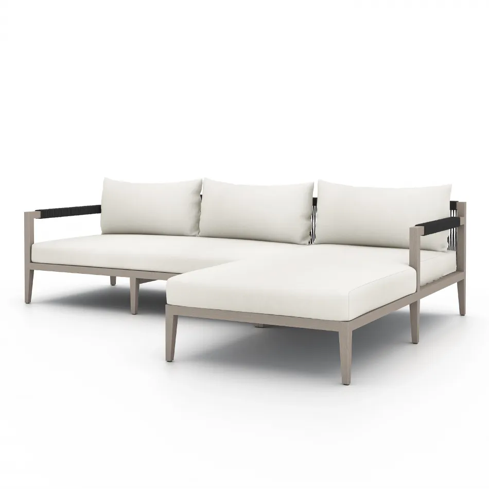 Sherwood Outdoor 2 Pc Sectional Right Arm Facing Grey/Natural Ivory